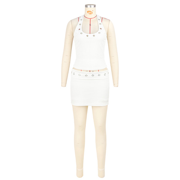 Pit strip machine eye strap double-layer skirt two-piece set