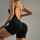 Deep V-back yoga jumpsuit shorts