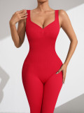 V-neck backless thick thread jumpsuit