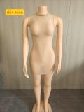 Super elastic glossy body sock skirt, see through sleeveless short skirt