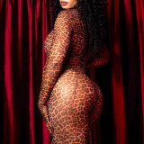 Leopard print round neck long sleeved zipper set