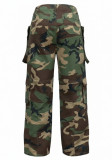 Splicing multi pocket accordion camouflage pants long pants