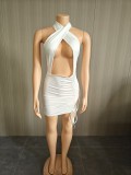 Tie up neck dress