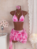 Strap bikini set three piece set