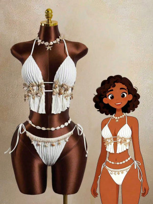 3D camisole vest strap vacation bikini swimsuit set