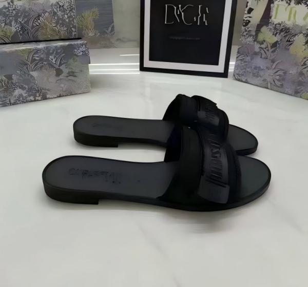 Embroidered Velcro lined flat slippers