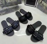 Embroidered Velcro lined flat slippers