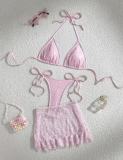 Lace multi-layer fabric three piece set split swimsuit