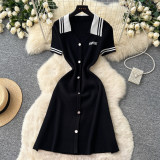 Collar short sleeved knitted dress