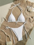 Bareback Strap Solid Color Bikini