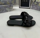 Embroidered Velcro lined flat slippers