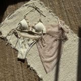 Starfish fringe three piece yarn short skirt swimsuit
