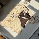 Lace mesh four piece swimsuit bikini