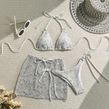Mesh Three Piece Swimsuit Strap Swimsuit Bikini