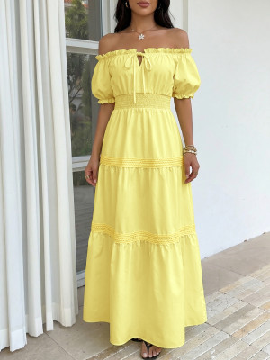 One shoulder Bubble Sleeve Princess Dress