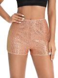 Glitter solid color mid waist straight shorts