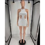 Wave dot jumpsuit shorts