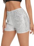 Glitter solid color mid waist straight shorts