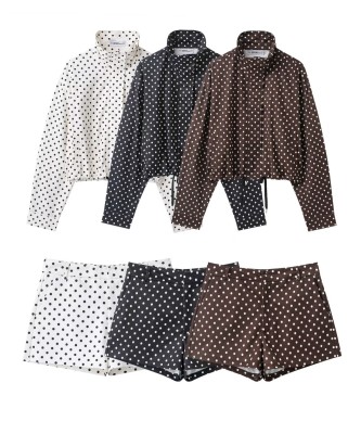 Polka dot jacket+polka dot shorts set S1000823079163