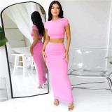 Short crop Top And  Skirt 2 Pcs Set 1030488637163