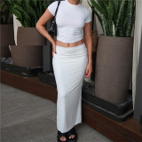 Short crop Top And  Skirt 2 Pcs Set 1030488637163