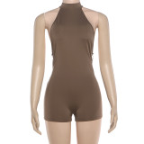 Backless bead chain hip hugging neck jumpsuit