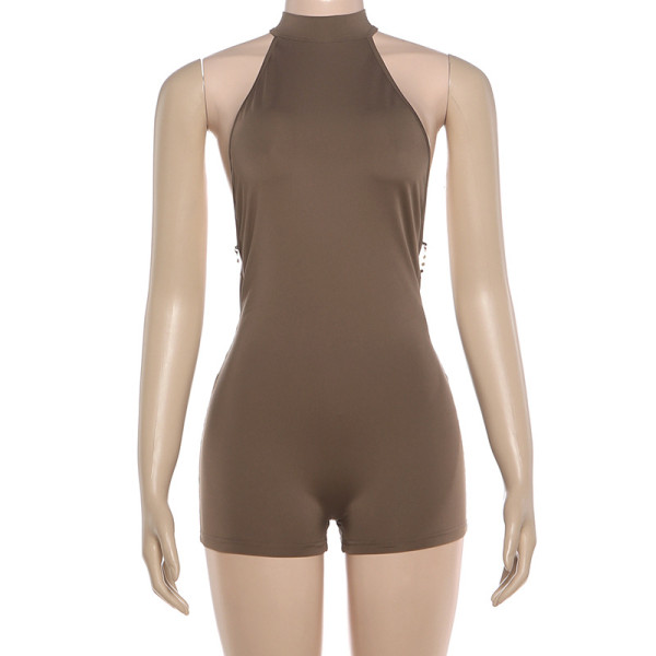 Backless bead chain hip hugging neck jumpsuit