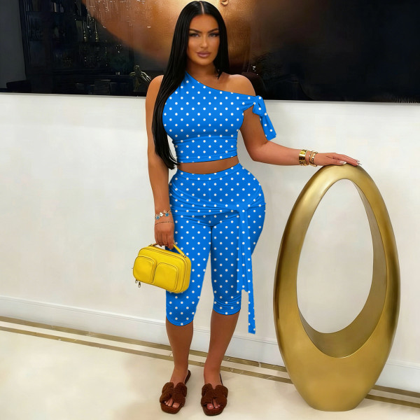Shoulder strap with polka dot print two-piece set