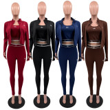 Yoga suit set embroidered three piece set