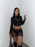 2-piece set of high elasticity bright see through shorts
