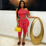 Shoulder strap with polka dot print two-piece set