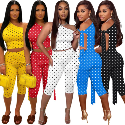 Shoulder strap with polka dot print two-piece set