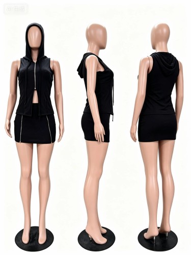 Fine pit strip skirt set