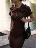 Ruffle button knit dress
