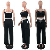Strap and wide leg pants set