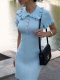 Ruffle button knit dress
