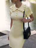 Ruffle button knit dress