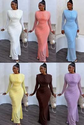 Irregular mesh pleated hip hugging party dress