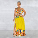 Color blocked lace up sleeveless chest hugging long dress