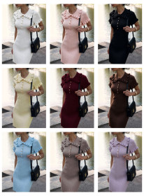 Ruffle button knit dress