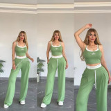 Strap and wide leg pants set