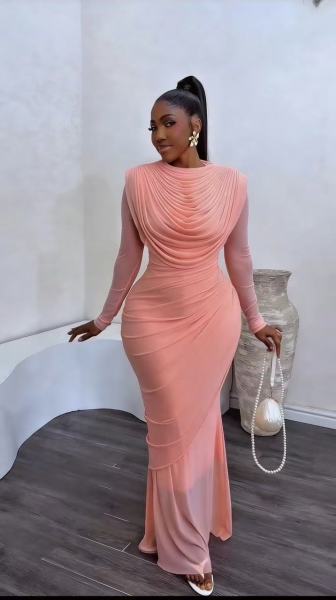 Irregular mesh pleated hip hugging party dress