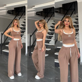 Strap and wide leg pants set