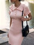 Ruffle button knit dress