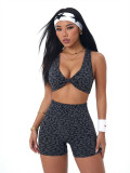 High stretch sports bra, high waist, hip lifting, and abdominal compression shorts set