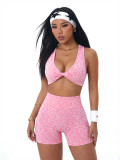 High stretch sports bra, high waist, hip lifting, and abdominal compression shorts set
