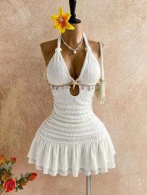 Bareback Twisted Neck Hanging Mini Dress