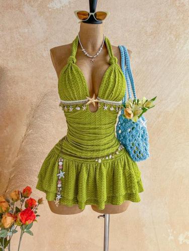 Bareback Twisted Neck Hanging Mini Dress