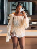One shoulder off the shoulder dress