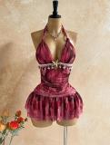 Bareback Twisted Neck Hanging Mini Dress